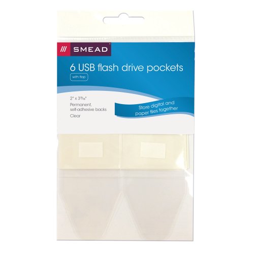 ''Smead Self-Adhesive Poly USB FLASH DRIVE Pocket, Clear 6 per Pack (68150)''