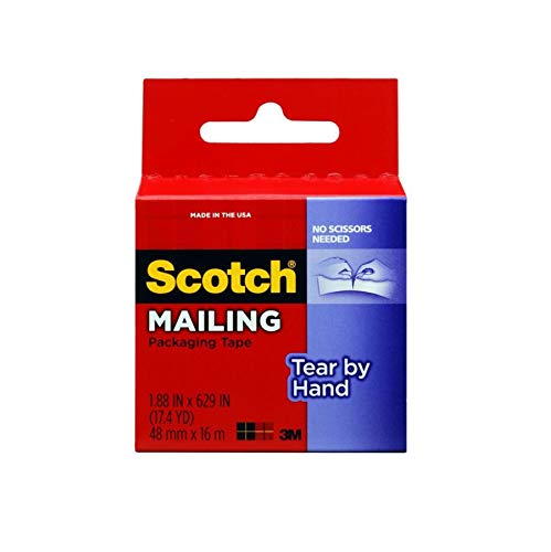 ''MMM3841 - Scotchreg; Tear-by-Hand Mailing Packaging TAPE, 1.88 x 52.5 Yds''