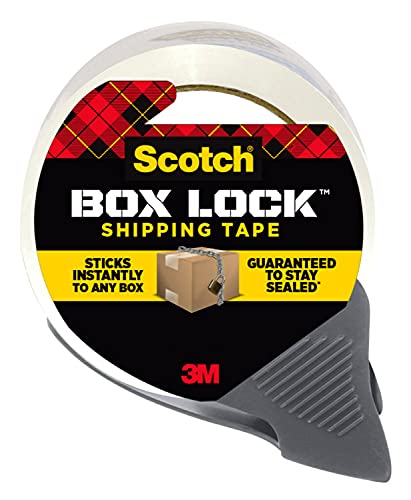 ''Scotch Box Lock Packaging TAPE, 1 Roll with Dispenser, 1.88 in x 1965 in, Extreme Grip Packing, Shi