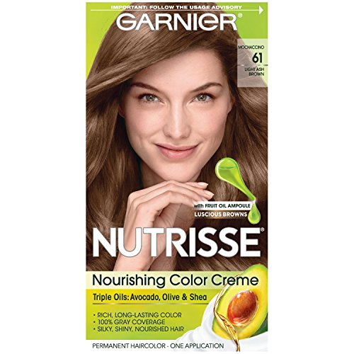 ''Garnier Nutrisse Nourishing HAIR Color Creme, 61 Light Ash Brown (Mochaccino) (Packaging May Vary)''