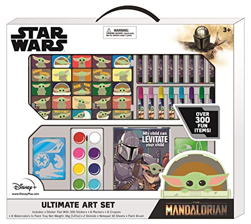 Star Wars Mandalorian Baby Yoda Mega Art Set for Kids with STICKERS for Painting + Coloring
