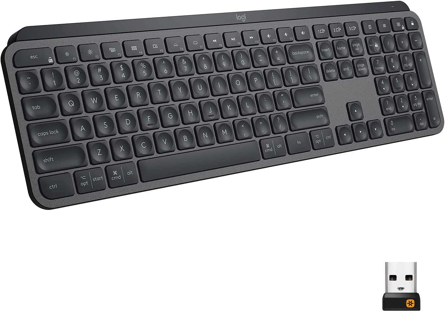 ''Logitech MX Keys Advanced Wireless Illuminated Keyboard, Tactile Responsive Typing, Backlighting, B