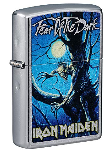 ''Zippo Iron Maiden Fear of The Dark Street Chrome Pocket LIGHTER, One Size''