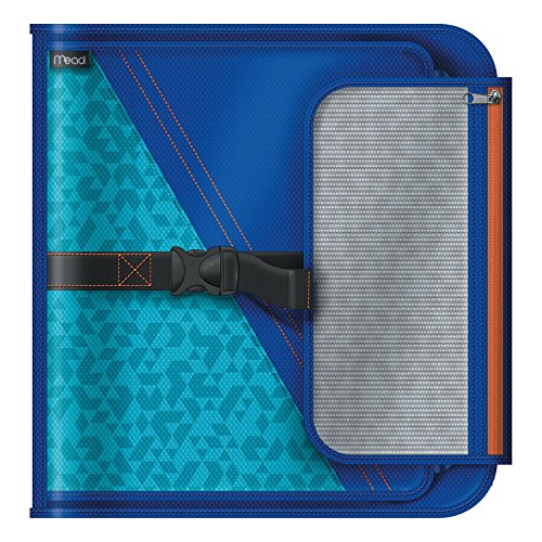''Mead 2 Inch Round RING Binder, Sewn Fabric, 3 Tab Expanding File, 4 Pockets, Blue (29282BH7)''