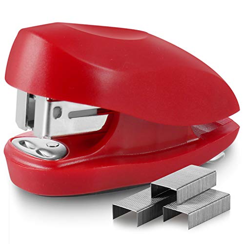 ''Swingline Red Mini STAPLER With Staples, Tot, 12 Sheet Capacity, Small STAPLER With Built In Staple