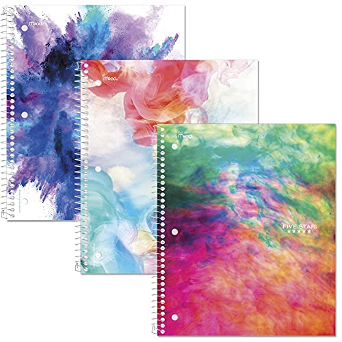 ''Five Star Spiral NOTEBOOKs, 1 Subject, College Ruled, 11'''' x 8-1/2'''', Cute Designs Bright Colors, 3