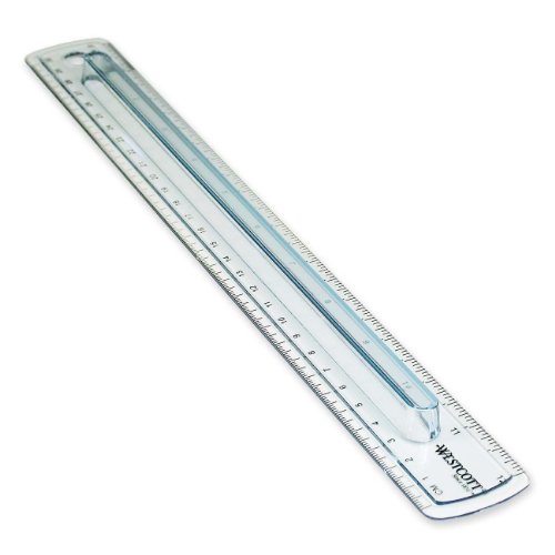 ''Westcott Finger Grip RULER, Smoke Plastic, Inches and Metric, 12-Inch (00402)''