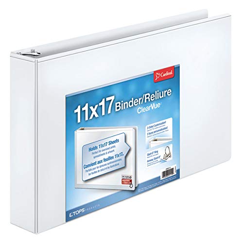 ''Cardinal 11-Inch x 17-Inch ClearVue Slant-D RING Binder, 2-Inch, White (22132)''