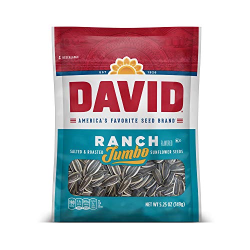 ''DAVID Roasted and Salted Ranch Jumbo Sunflower SEEDS, Keto Friendly, 5.25 oz''