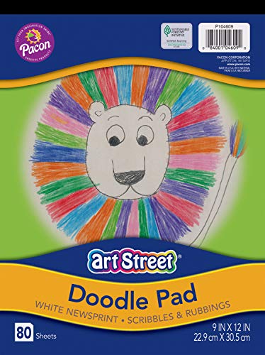 ''PACON Art Street Doodle Pad, White, 9'''' x 12'''', 80 SHEETS (PAC104609)''