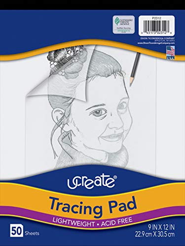 ''UCreate Tracing Pad, White, 9'''' x 12'''', 50 SHEETS''