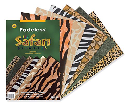 ''PACON-PAC57770 Fadeless Safari Prints Paper, 6 Assorted Patterns, 12'''' x 18'''', 24 SHEETS''