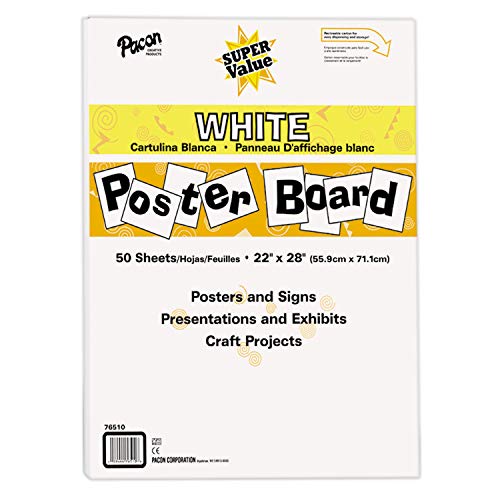 ''Pacon Super Value POSTER Board, 22''''X28'''', White, 50 Sheets''