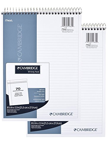''Mead Cambridge Wirebound NOTEBOOK/Notepad/Steno Book, 8.5 x 11 Inches,70 Pages, 140 Sides, 2-Pack, 