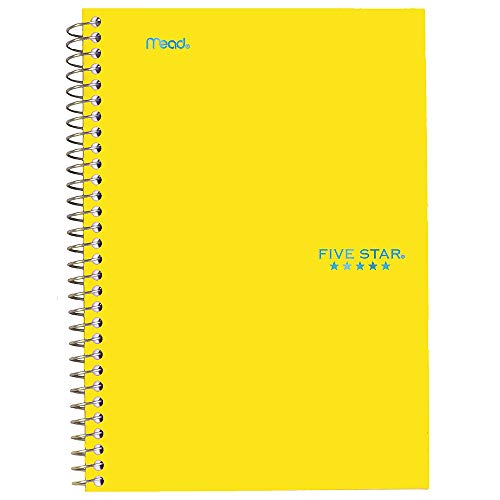 ''Five Star Spiral Notebook, 2 Subject, College Ruled Paper, 100 SHEETS, 9-1/2'''' x 6'''', Yellow (06180