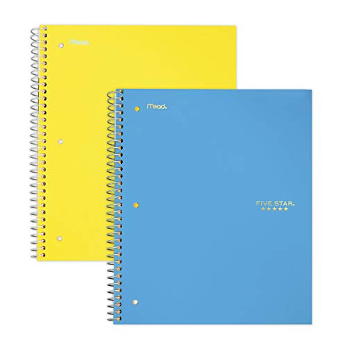 ''Five Star Spiral Notebooks, 3 Subject, College Ruled Paper, 150 SHEETS, 11'''' x 8-1/2'''', Teal, Yello