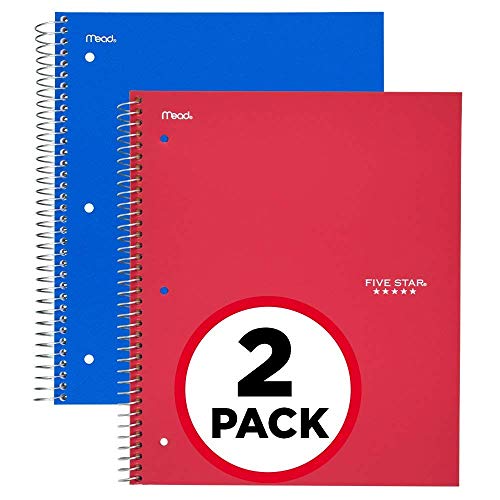 ''Five Star Spiral Notebooks, 5 Subject, Wide Ruled Paper, 200 SHEETS, 10-1/2'''' x 8'''', Cobalt Blue, R
