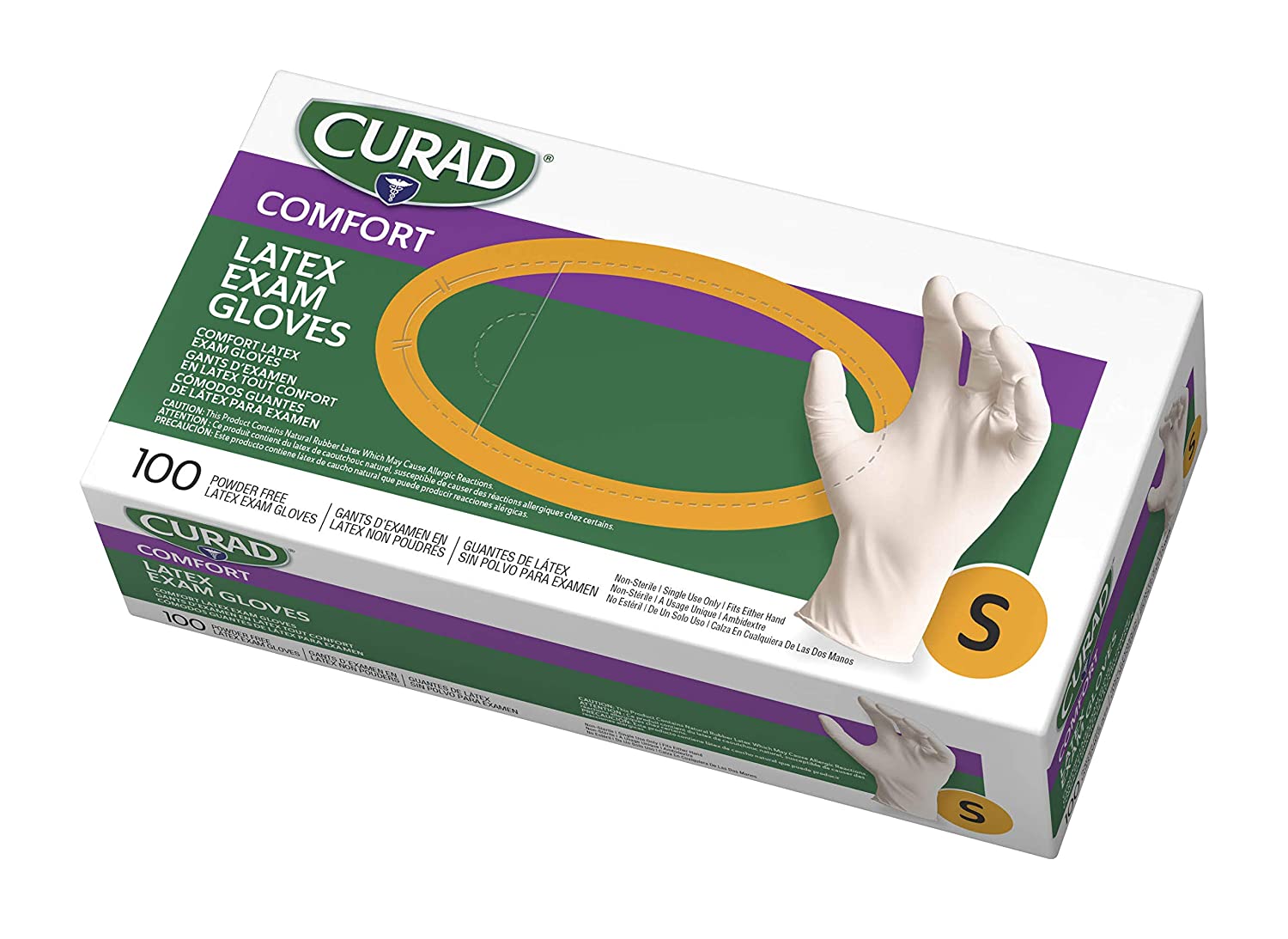 ''Curad - CUR8104 Disposable Medical Latex GLOVES, Powder Free Latex GLOVES are Textured, Small, 100 