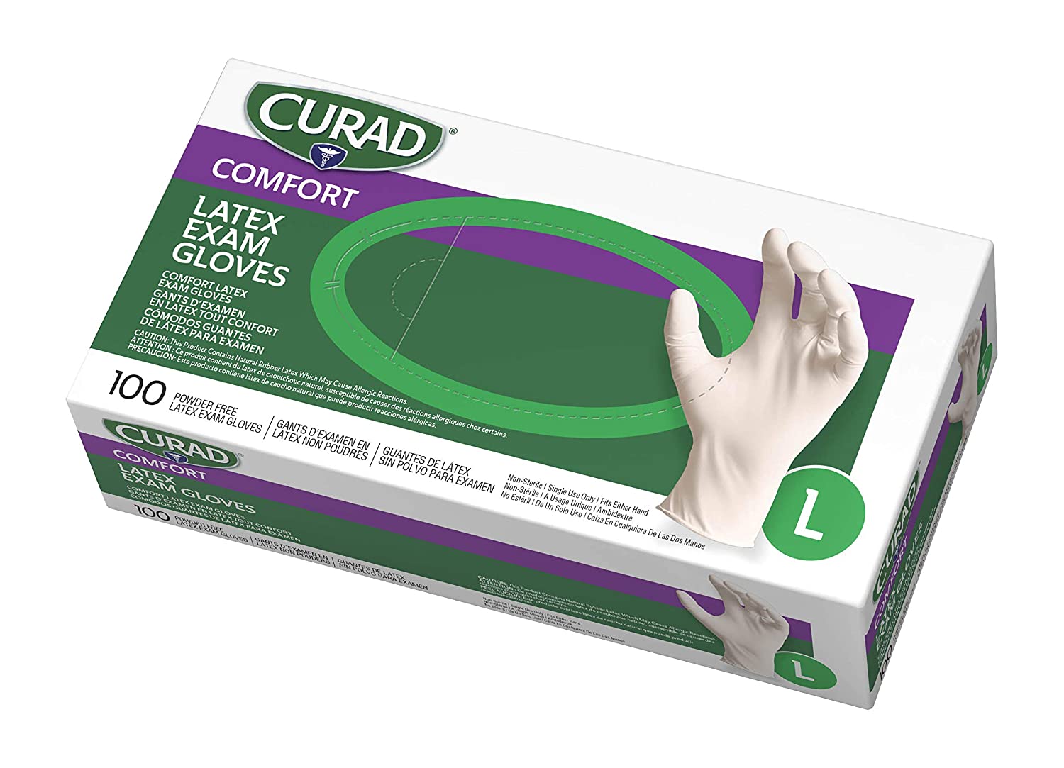 ''Curad Disposable Medical Latex GLOVES, Powder Free Latex GLOVES are Textured, Large, 100 Count''