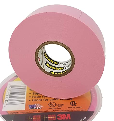 ''Scotch Vinyl Color Coding Electrical TAPE 35, 3/4 in x 66 ft, Pink''