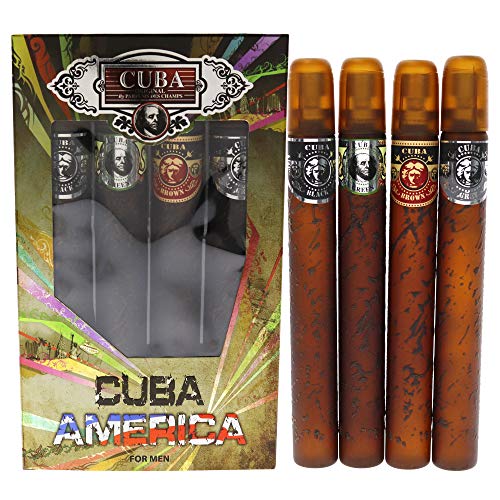 ''Cuba Cuba America Men 4 Pc GIFT Set 1.17oz EDT Spray Black, 1.17oz EDT Spray Green, 1.17oz EDT Spra