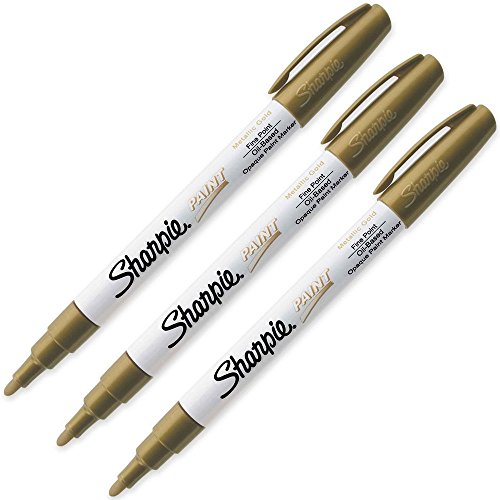 ''Sharpie - Oil-Based PAINT Marker, Fine Point, Water Resistant, Gold (3-Pack)''