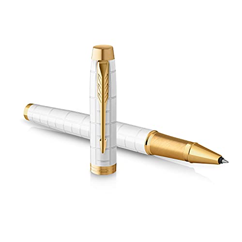 Parker IM Rollerball PEN | Premium Pearl Lacquer with Gold Trim | Fine Point with Black Ink Refill |
