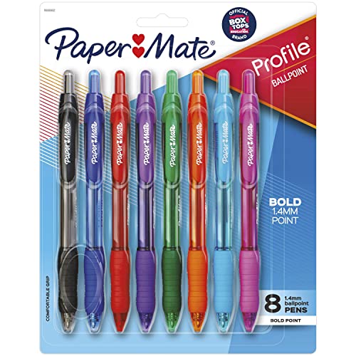 ''Paper Mate 1960662 Profile Retractable Ballpoint PENs, Assorted Colors, 8-Count''