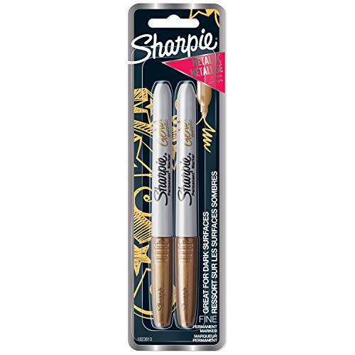 ''Sharpie Metallic Permanent Markers, Fine Point, GOLD, 2 Count''