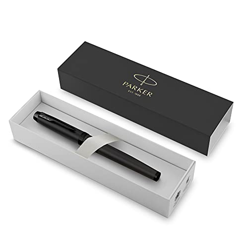 PARKER IM Rollerball PEN | Matte Black with Black Trim | Fine Point with Black Ink Refill | Gift Box