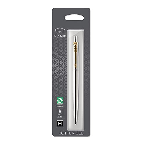 ''Gel PEN PARKER Jotter (Stainless Steel with Chrome Parts, Middle Writing tip with 0.7 mm, Gift Box)