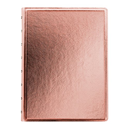 ''FILOFAX Refillable Saffiano NOTEBOOK, A5 (8.25'''' x 5'''') Rose Gold - 112 Cream moveable pages - Inde