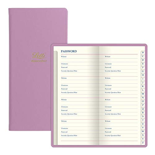 ''LETTS Icon Slim Pocket Password BOOK, Cream Paper, 160 Pages, 5.75 x 2.75 x 0.375 Inches, Pink (B09