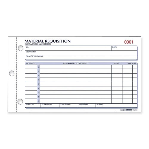 ''Rediform Material Requisition BOOK, Carbonless, 2 Part, 4.25 x 8.5 Inches, 50 Forms (1L114)''