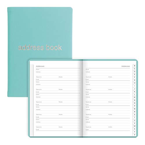''Letts Dazzle A6 Address BOOK, White Paper, 192 Pages, 5.75 x 4.125 x 0.375 inches, Turquoise (B0900