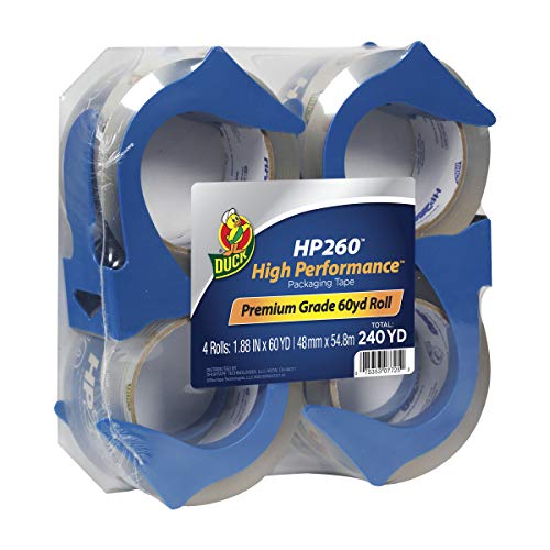 ''Duck Brand HP260 High Performance Packaging TAPE, 1.88-Inch x 60 Yards, 3.1 Mil, Crystal Clear, 4-P