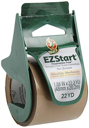 ''Duck Brand EZ Start Packaging TAPE with Dispenser, 1.88 Inches x 22.2 Yards, Tan (393191)''