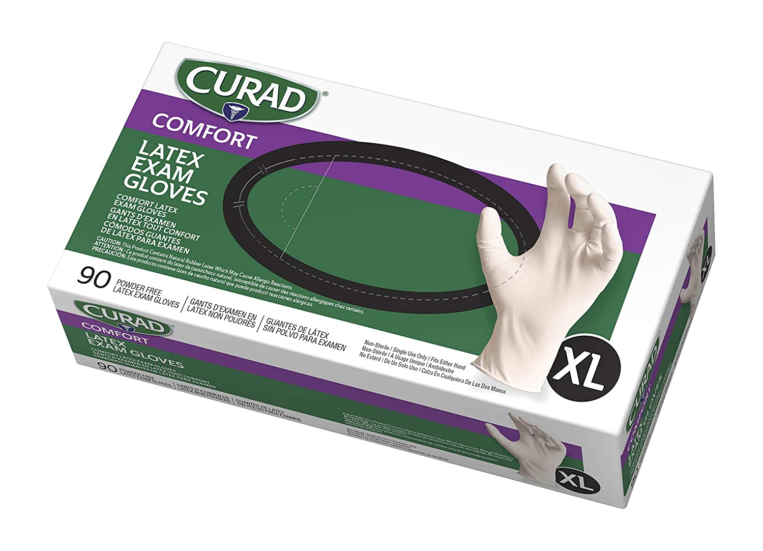 ''Curad Disposable Medical Latex GLOVES, Powder Free Latex GLOVES are Textured, X-Large, 90 Count''