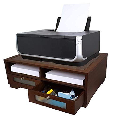 ''Victor Midnight Black Collection S1130 Wood PRINTER Stand with Two Drawers and Two Storage Slots, N