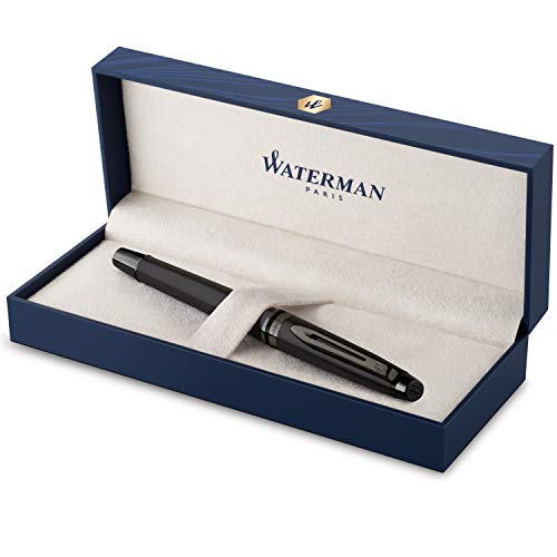 Waterman Expert Rollerball PEN | Metallic Black Lacquer with Ruthenium Trim | Fine Point | Black Ink