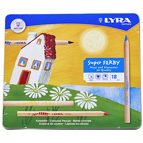 ''LYRA Super Ferby Giant Triangular Colored PENCIL, Unlacquered, 6.25 Millimeter Cores, Assorted Colo