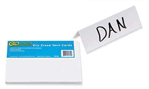''GoWrite! Dry Erase TENT Cards, Non-Adhesive, White, 8-1/2'''' x 3'''', 50 Cards''