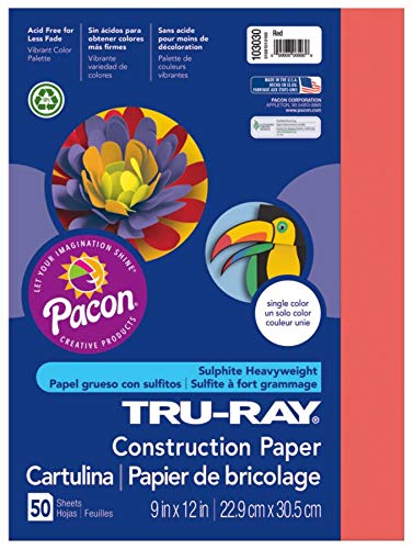 ''Tru-Ray Heavyweight Construction Paper, Red, 9'''' x 12'''', 50 SHEETS''
