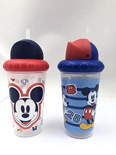 Cudlie DISNEY Baby Boy Mickey Mouse 10 oz Pack of 2 Sippy Cups with Straw & Easy Close Lid
