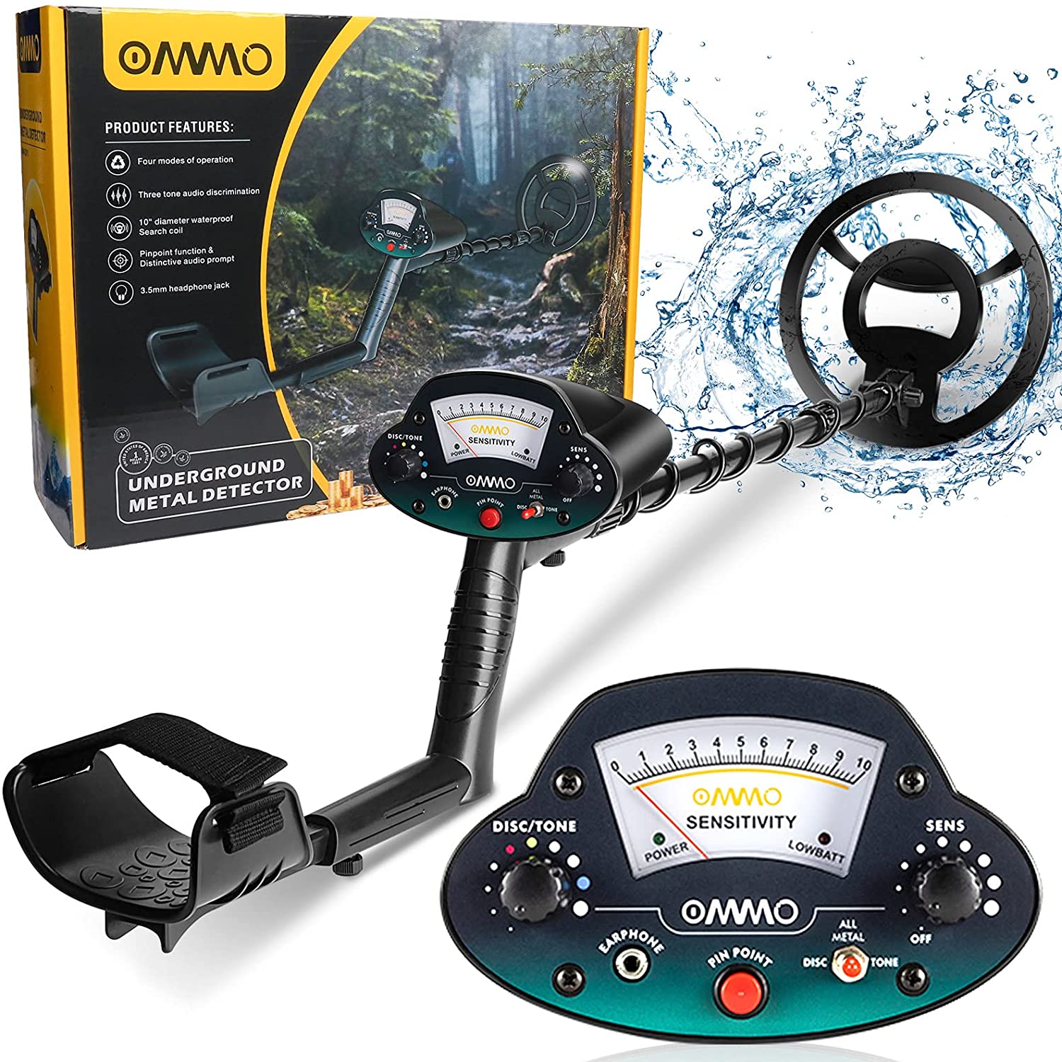 ''OMMO Metal Detector for ADULTs & Kids, Waterproof Metal Detectors with High Accuracy Adjustable Poi