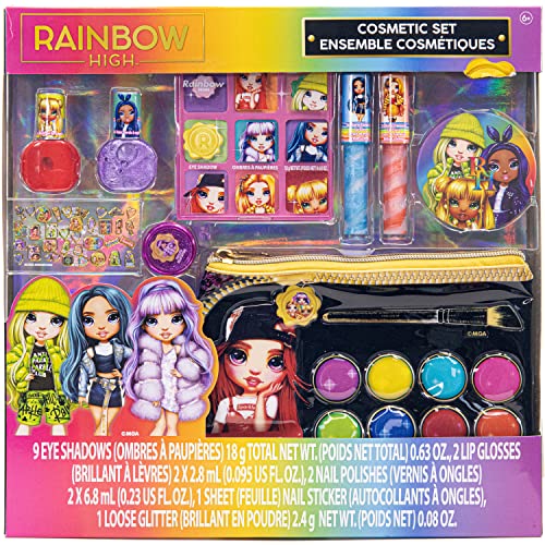''Townley Girl Rainbow High COSMETIC Makeup with Palette Bag Set Includes Lip Gloss, Nail Polish & Ey