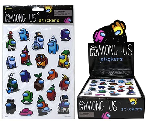 ''Among Us STICKER Book ? 1 Sheet of 21 Puffy STICKER Sheet, Personalize Decorate with Among Us Space