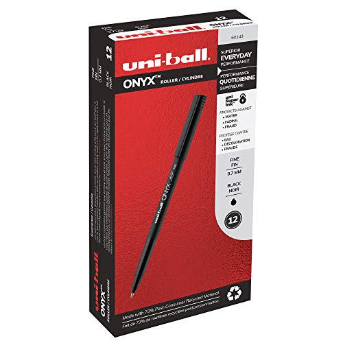 ''uni-ball ONYX Rollerball PEN, Fine Point (0.7mm), Black, 12 Count''