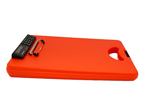 ''Saunders DeskMate II with CALCULATOR 00543 Plastic Storage Clipboard - Orange, Letter Size, 10 in. 