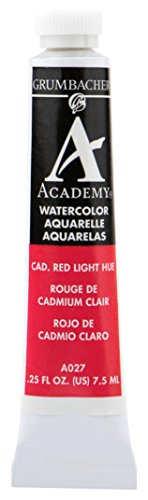 ''Grumbacher Academy Watercolor PAINT, 7.5ml/0.25 Ounce, Cadmium Red Light Hue (A027)''